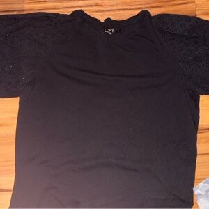 LOFT Black Short Sleeve Women's Top